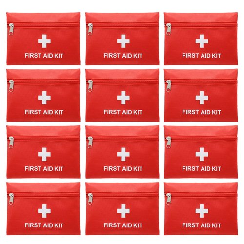 Faylapa 12Pcs Mini Empty First Aid Bag, 7.87x5.51 inches Mini Outdoor First Aid Kit Pouch, Travel Portable Medical Emergency Bag for Travel, Home, Office, Car, Camping, Outdoor