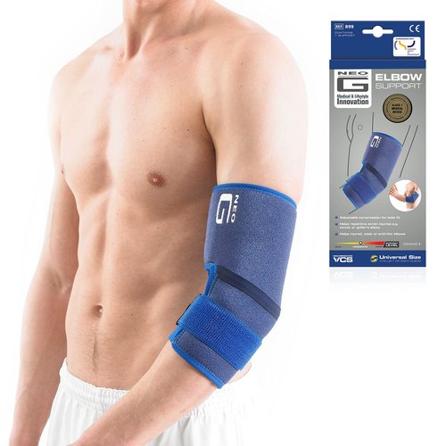 Neo-G Elbow Support - For Epicondylitis, Tennis Golfers Elbow, Sprains, Strain Injuries, Tendonitis, Arthritis, Recovery, Sports - Adjustable Compression - Class 1 Medical Device - One Size - Blue