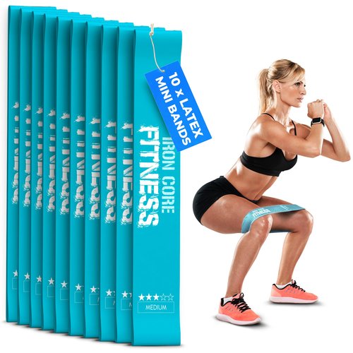 10-Pack Set Medium Resistance Loop Bands – Latex Mini Bands for Workout, Glutes, Legs, and Physical Therapy – Durable Exercise Bands in Bulk for Women and Men – Ideal for Gyms, Studios, and Trainers