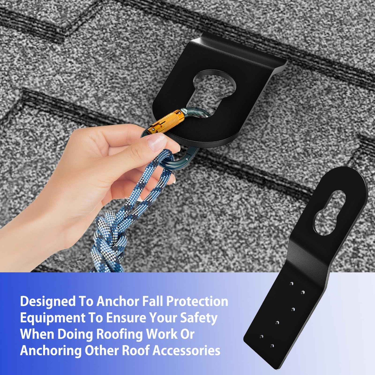6 Pcs Roof Safety Anchor Hitch Clip, Black Roof Anchors, For Fall Protection Connects To Wood Surfaces, Permanent Roof Anchor Use With Roofing Harness, Safety Ropes And Other Roof Safety Equipment