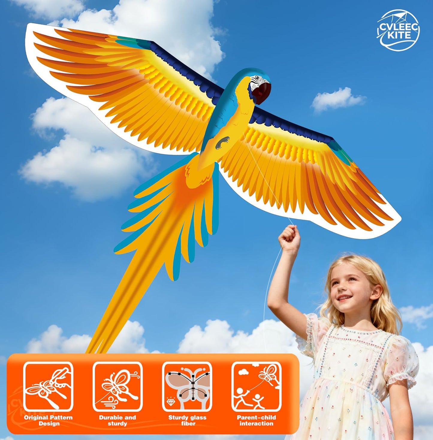 Parrot Kite - Easy-to-Fly Outdoor Kite for Kids & Adults | Perfect for Beginners & Beaches