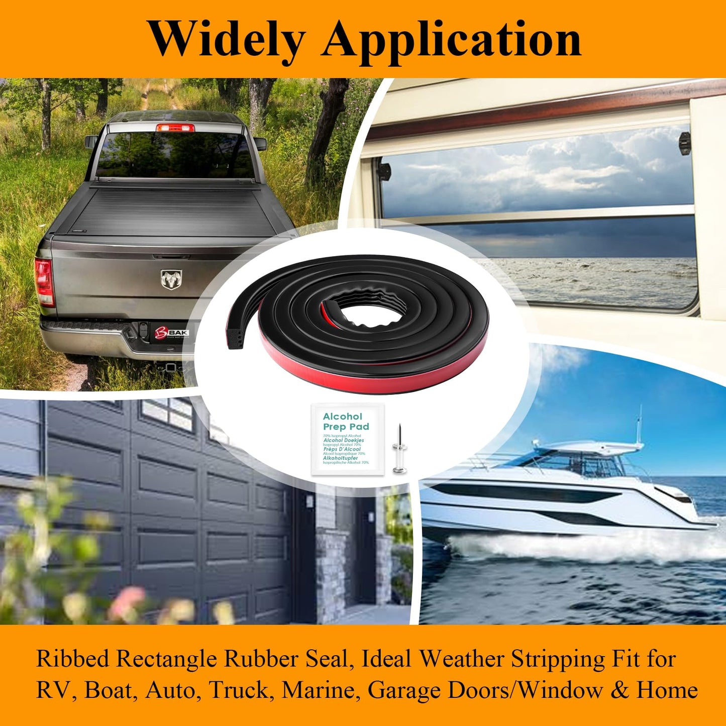 326A0004 Ribbed Bulkhead Seal Strip 3/5" X 65", Tonneau Cover Bulkhead/Service Kit/Self-Adhesive EPDM Foam Rubber Seal W/Tape/Ideal Weather Stripping