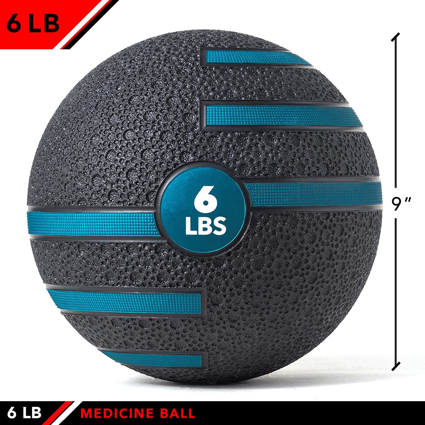 JFIT Dual Texture Medicine Ball – Weighted Exercise Ball for Strength, Core & Functional Fitness Training - 6 LB