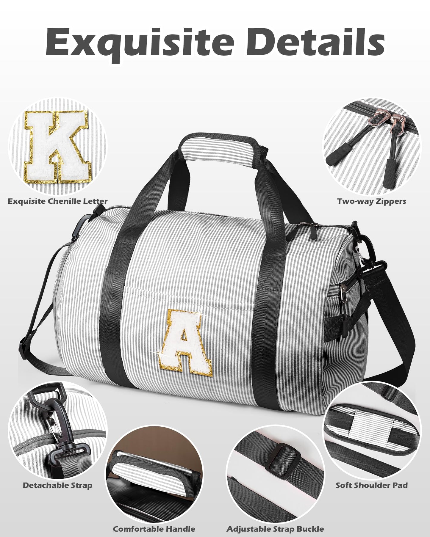 Vogewood 6 Year Old Girl Birthday Gifts, Girls Travel Duffle Bag, Kids Initial Overnight Bags with Shoe Compartment, Monogram Weekender Bag with Makeup Pouch, Gift Ideas for Niece Sister (Letter W)