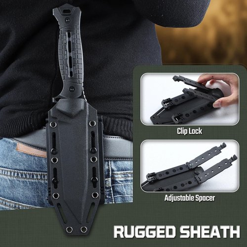 Freelander Fixed Blade Knife with Sheath - High-Carbon Steel Survival Knife with Ergonomic Handle，Full Tang Bushcraft Knives for Camping, Outdoor Survival and Gardening, Gift for Men