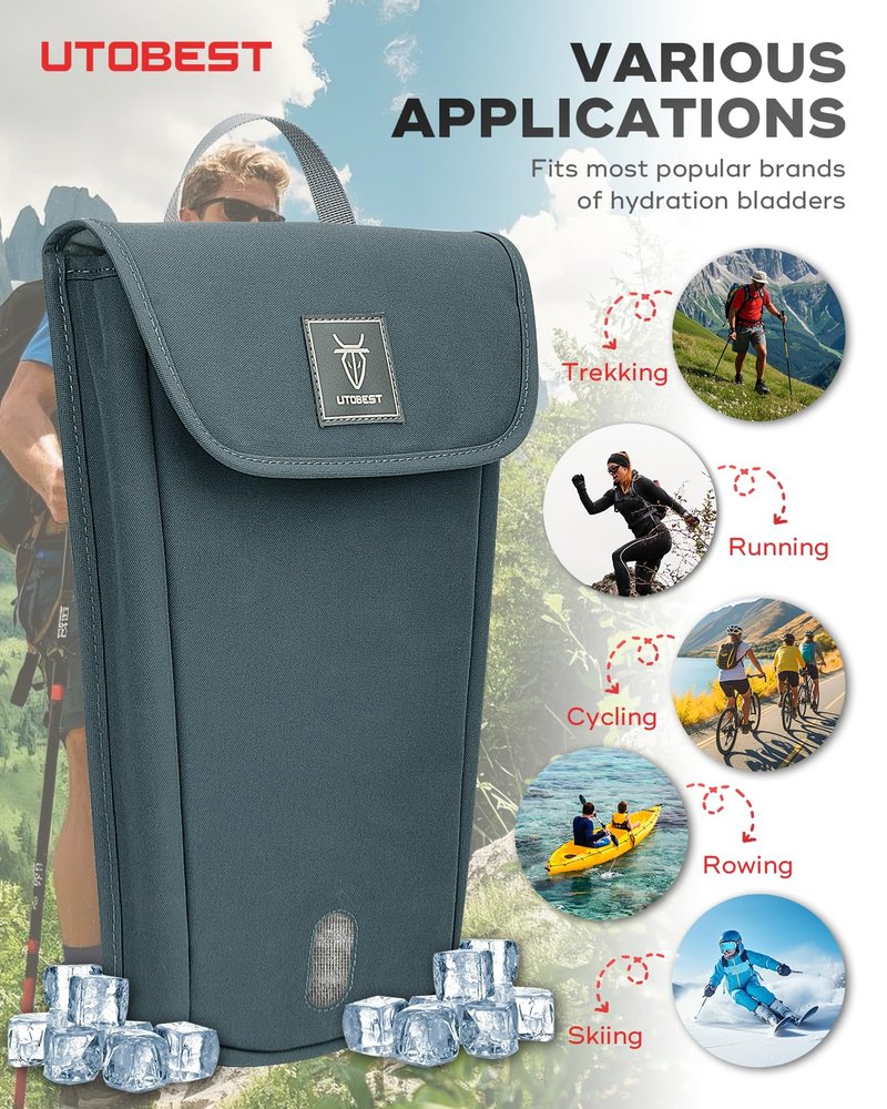 UTOBEST Insulated Insulation Bag for 2L Hydration Water Bladders, 50mm Thick Thermal Insulation, Lightweight Water-Resistant, Prevents Freezing and Keeps Water Cool, Bladder NOT Included