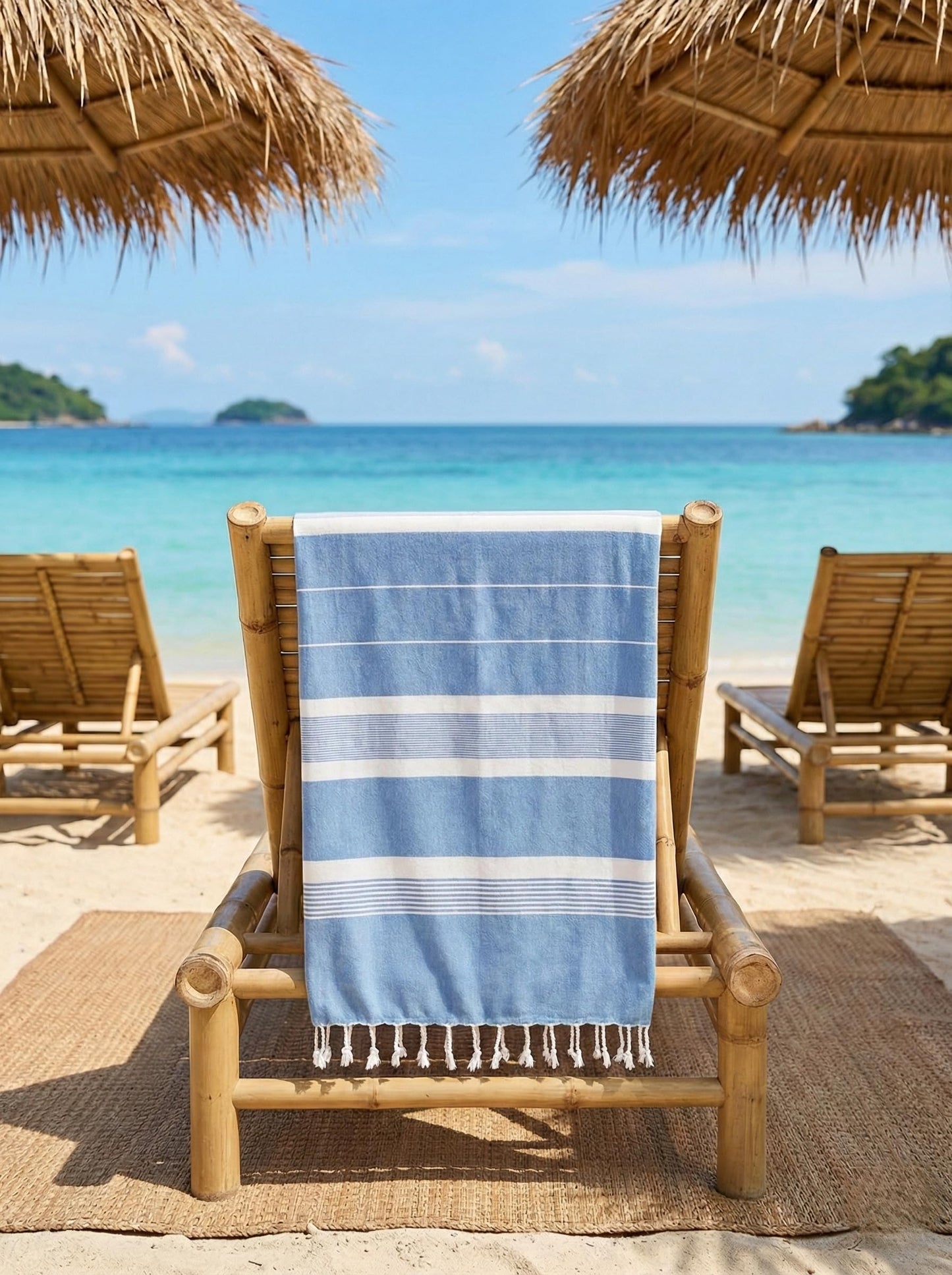 9Threads Cotton Turkish Beach Towel with Towels Oversized 36"x72" Pool Absorbent Extra Large Quick Dry Sand Travel Towel (Coastal, 4 Pack)