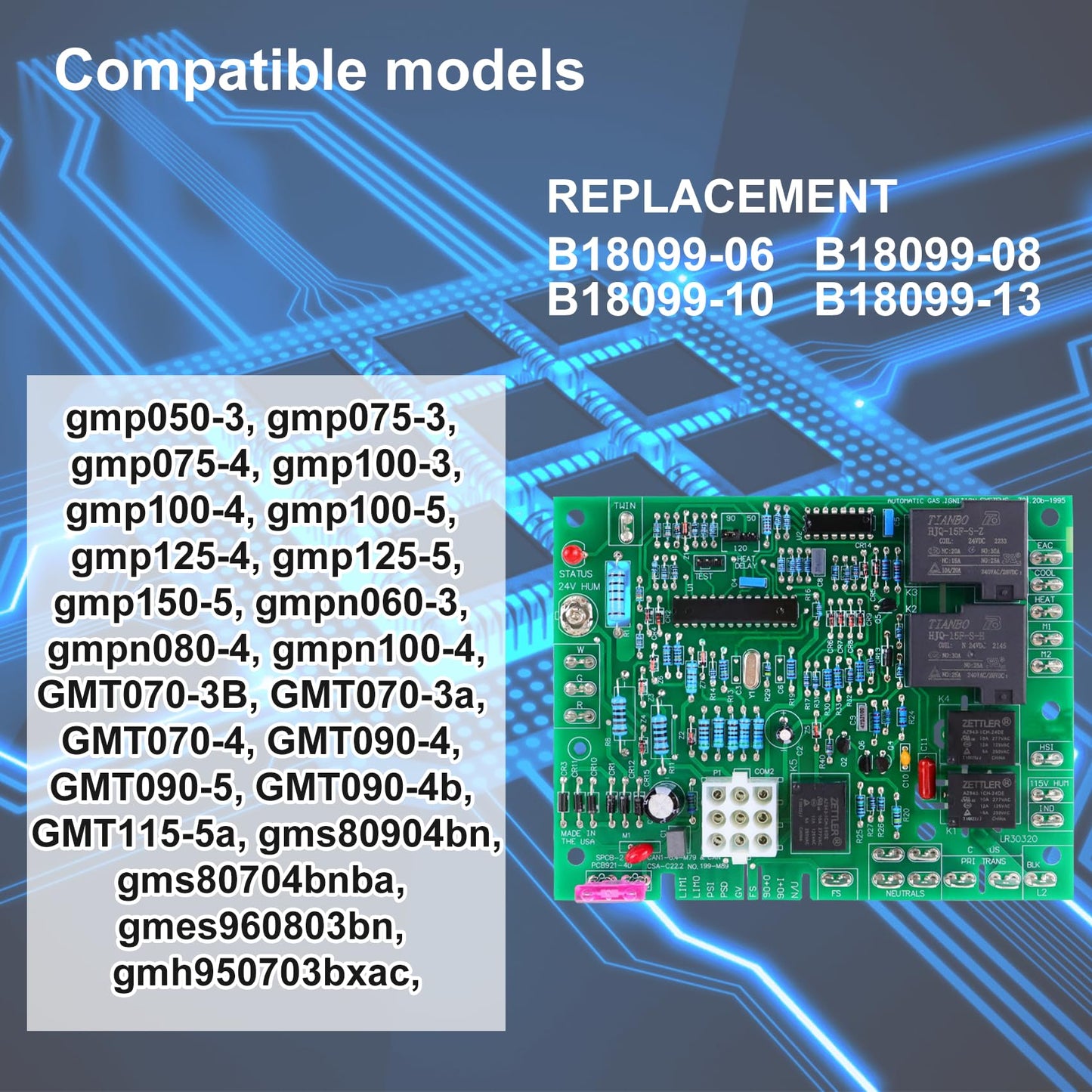 #B18099-13Furnace Control Circuit Board,Replacement for Goodman Furnace Control Circuit Board B18099-06,B18099-08,B18099-10 and B18099-13.