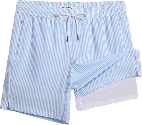 Maamgic Men's Swim Trunks - 2 in 1 7 Inch Board Shorts for Ultimate Comfort & Style