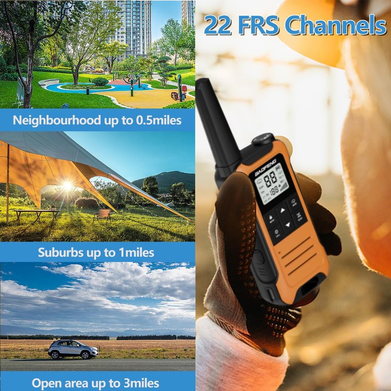 Walkie Talkies Long Range for Adults, Walkie Talkie Rechargeable Baofeng F22 FRS Radio Walky Talky Family Walkie-Talkie with 1400 mAh Battery NOAA USB-C Charger for Camping Hunting (2 Pack)