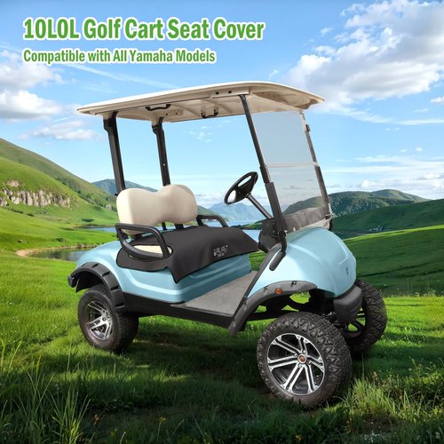 10L0L Golf Cart Seat Covers for Yamaha G2, G8, G9, G16, G19, G22 G29, Universal Golf Cart Seat Towel Blanket with Armrests Nonskid Bottom Washable & Breathable Polyester Fiber (Dark Grey)