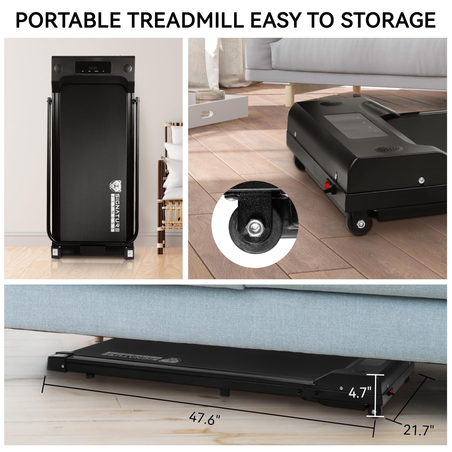 Treadmill Under Desk Walking pad with Incline, Walking Treadmill with Handle bar, Treadmills for Home Small with Remote Control, Pre-Assembled,Black