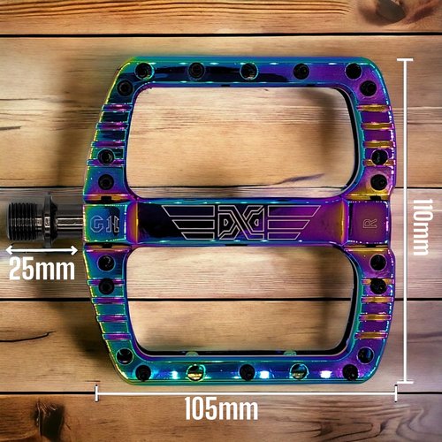 PDX G11 Mountain Bike Pedal MTB Pedal Large Concave Platform Machined Aluminum Polished Bicycle Non-Slip Pedals 9/16 Chromoly Spindle Smooth Ball Bearings (oilslick)