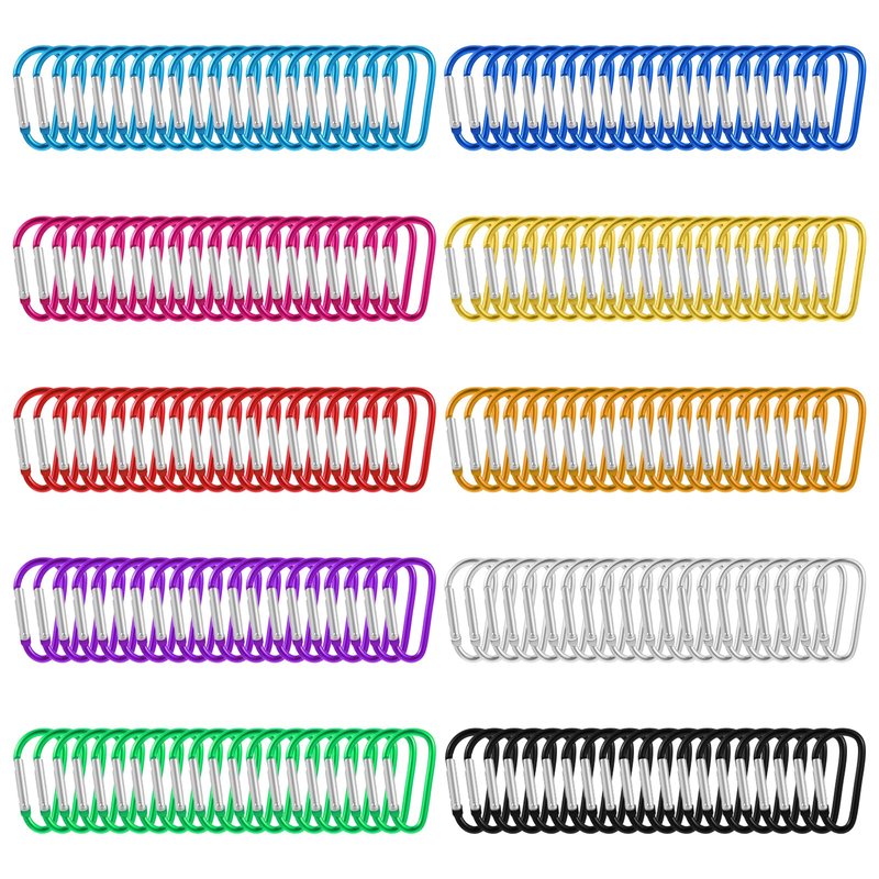 200pcs 1.8" Carabiner Clip D Ring Carabiners Small Carabiner Keychain Spring Snap Hooks Mini Carabiners Clip Set for Keys Dog Leash Backpack Camping Hiking Traveling Fishing Accessories Outdoor