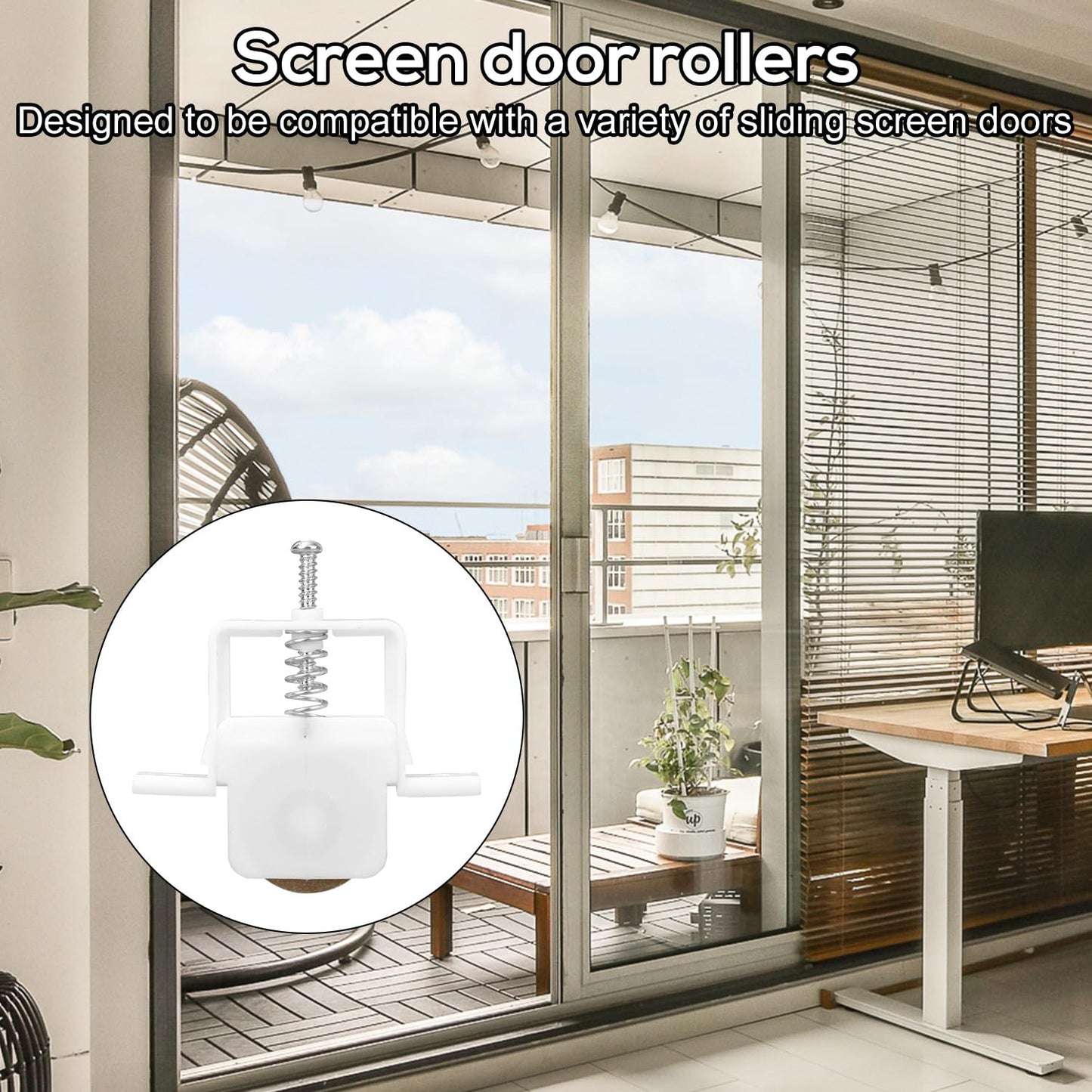 4pcs Sliding Screen Door Rollers, 1in Spring Loaded Rollers Replacement Roller Assembly with Carbon Steel Ball Bear Replaces B646 B737 B691 B695 Door Wheels