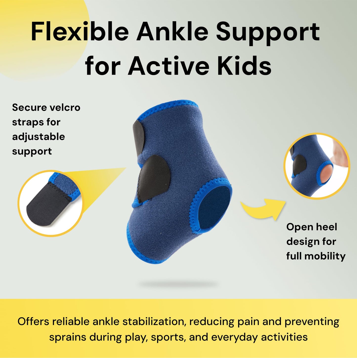 BraceUP Kids Ankle Brace – Youth Sports Support for Boys & Girls, Adjustable Foot Stabilizer for Sprains, Injuries & Active Play for Daily Wear (S 4'1"-4'11" ft)