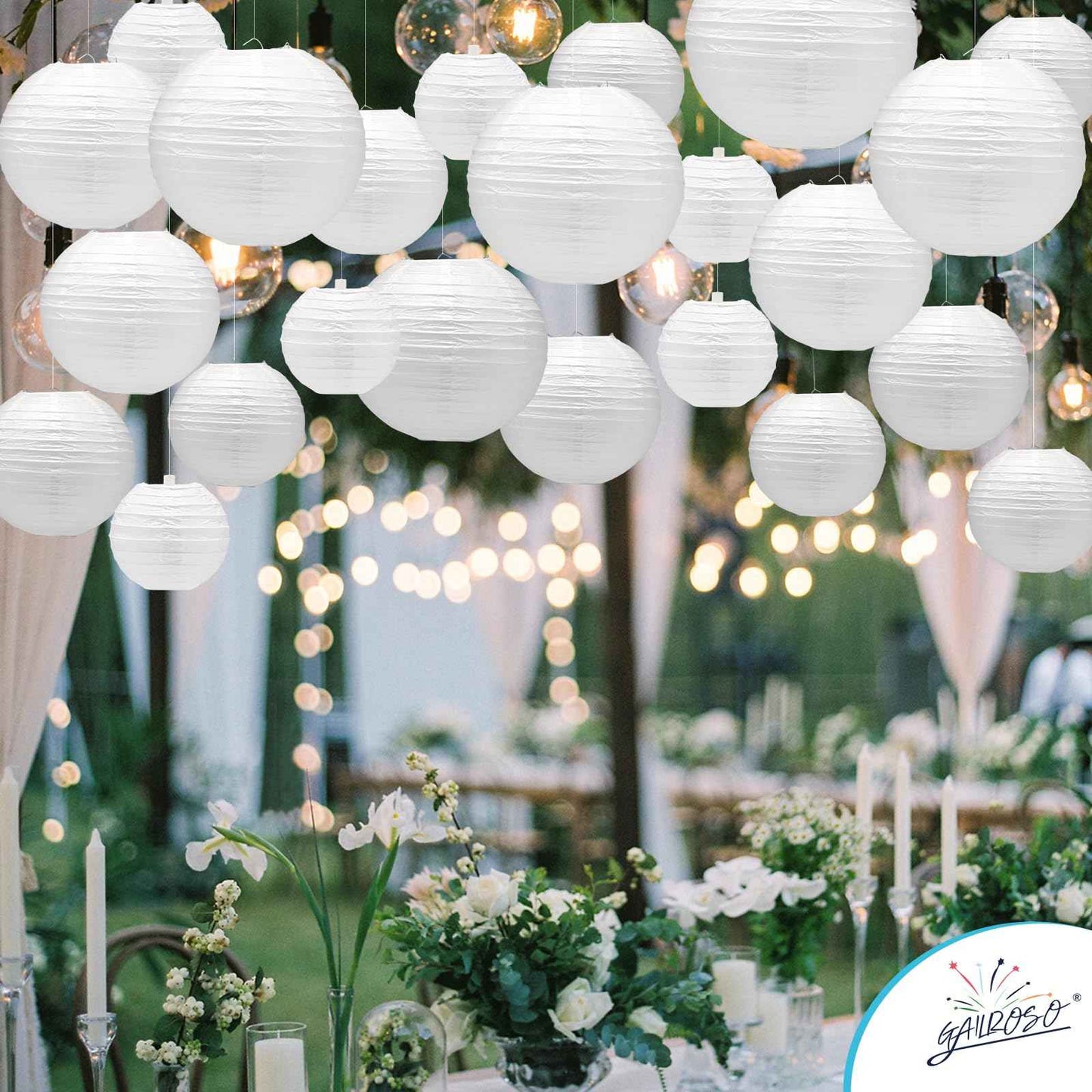 21Pcs White Paper Lanterns,White Chinese Lantern with Tape and String,Hanging Round Lanterns Decorative Outdoor for Party Decorations,Birthday,Wedding,Christmas Party,New Year