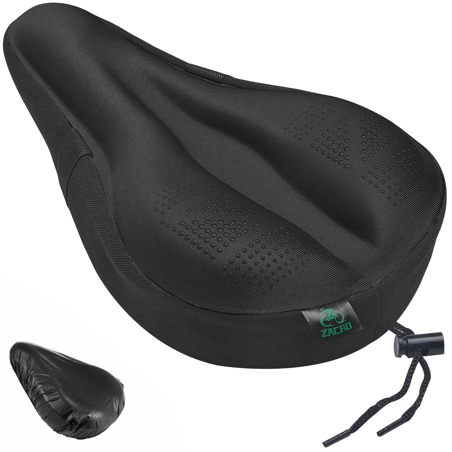 Zacro Wide Bike Seat Cushion - Gel Padded Bike Seat Cover for Men Women Comfort, Bike Seat Cover Compatible with Peloton, Spin Stationary Exercise Bikes, Mountain Bikes & Road Bikes,11x10inch, Black
