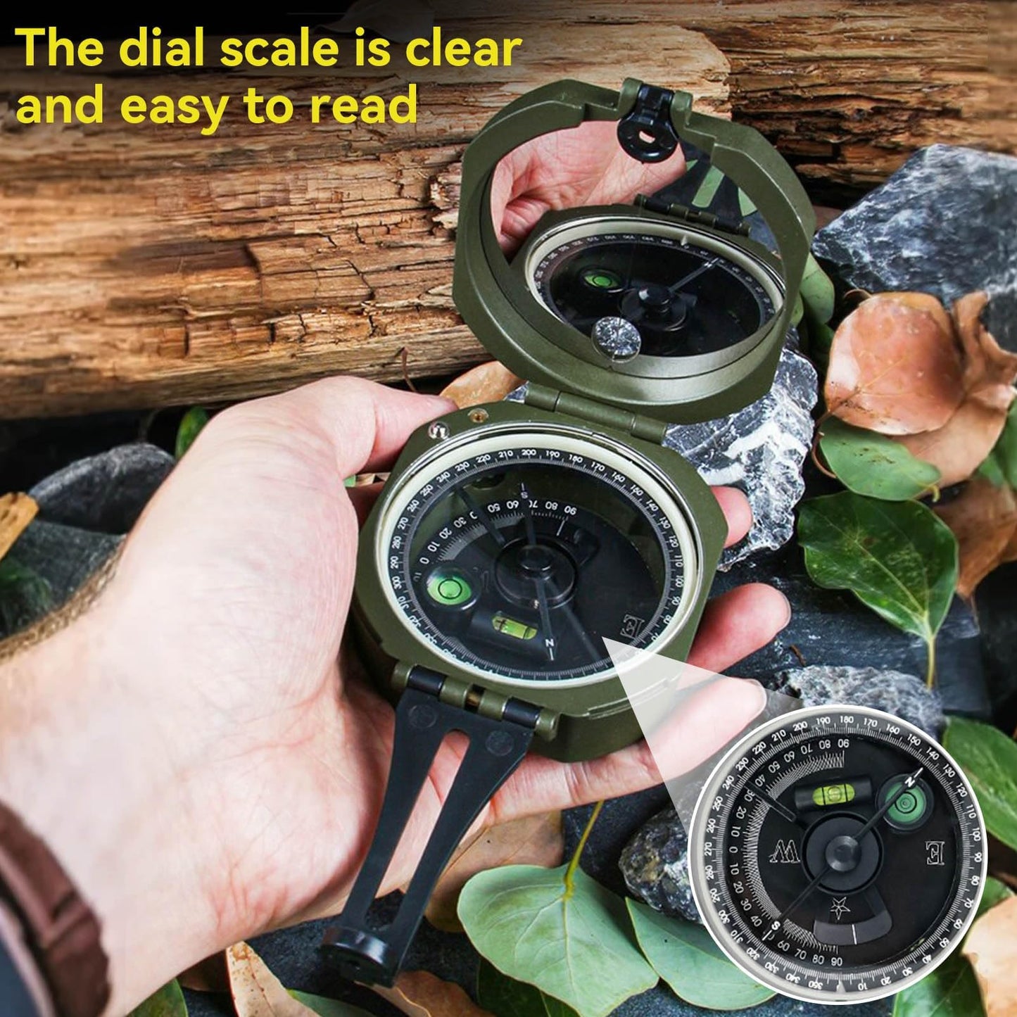Outdoor Orienteering Compass Hiking Survival, Handheld Lensatic Compass with Mirror and Pouch for Outdoor Camping Riding, Compasss Gifts for Men