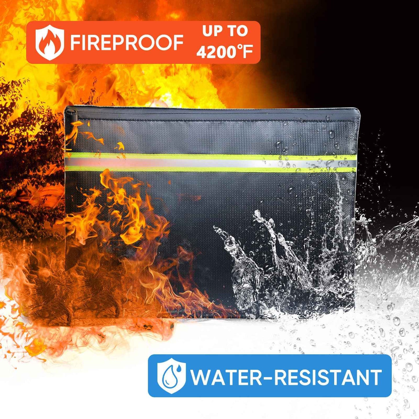 FRECOLSH Fireproof Document Bag – 3 Pack (15" x 11", 13" x 9.7", 10.5" x 8") Fireproof & Water- proof Document Organizer | Document Holder with Zipper Secure for Cash, Passports, Check& More