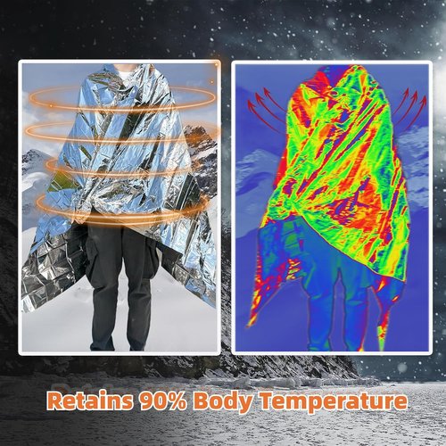 Emergency Thermal Blanket 6 Pack by [Brand Name] - Extra Large 84” x 64” Mylar Survival Blankets for Camping & Hiking