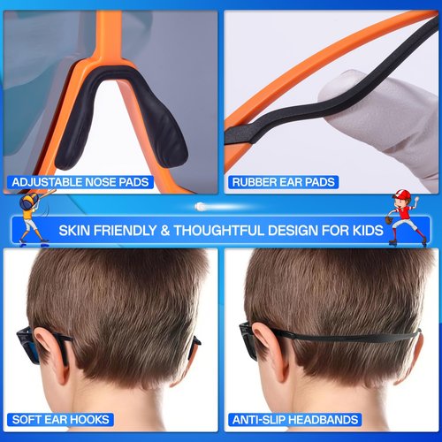 KAPVOE Youth Sports Sunglasses Polarized Kids Glasses for Baseball Softball Cycling Running Boys Girls Age 6-12 K9033