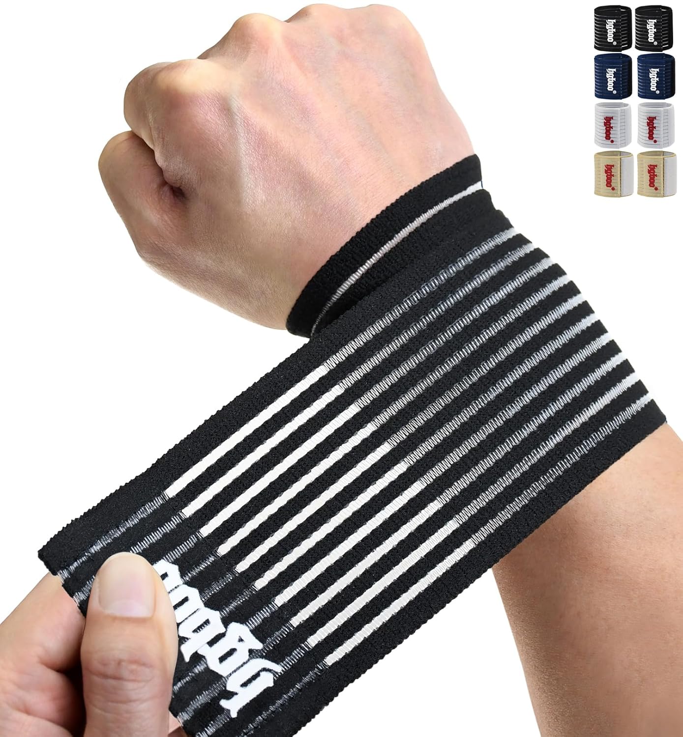 Skiennix Compression Wrist Bands - High-Elastic Straps for Sports & Weightlifting | 2 PCS, Breathable Fabric (Black)