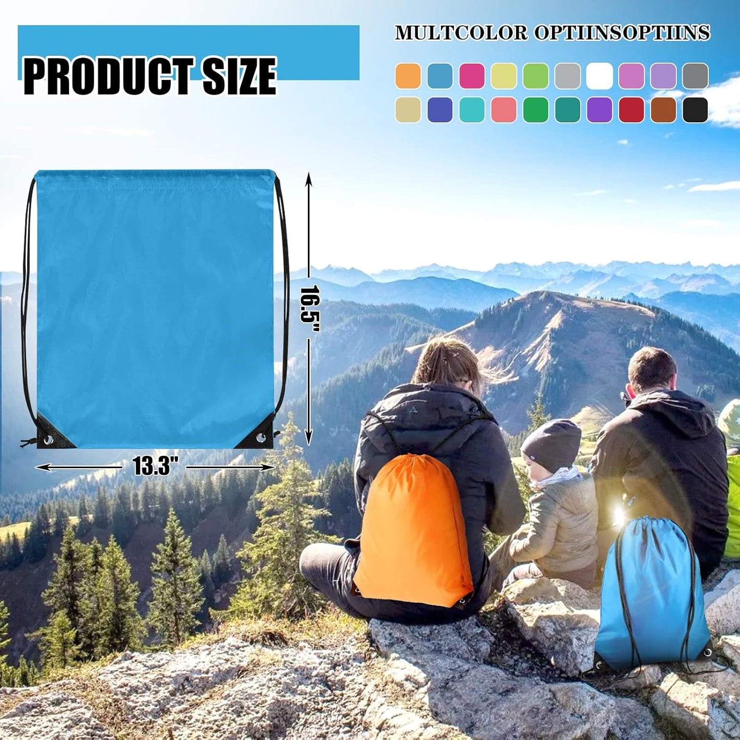 Skiennix 40-Pack Drawstring Backpacks - Versatile Cinch Sack Bags for Gym, Parties & Trips | 20 Colors