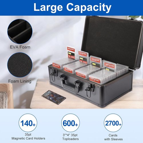 EcoVibe Graded Card Case - Durable Aluminum Alloy Storage Box with Carry Handle | Fits PSA, TCG, BGS, SGC Slabs