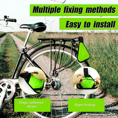 3pcs Reflective Triangle Sign, Bright Reflective Yield Symbol with Magic Adhesive Strap & Cord High Visibility Safety Triangle for Bike Backpack Different Scenes Multiple Fixing Methods(Green)