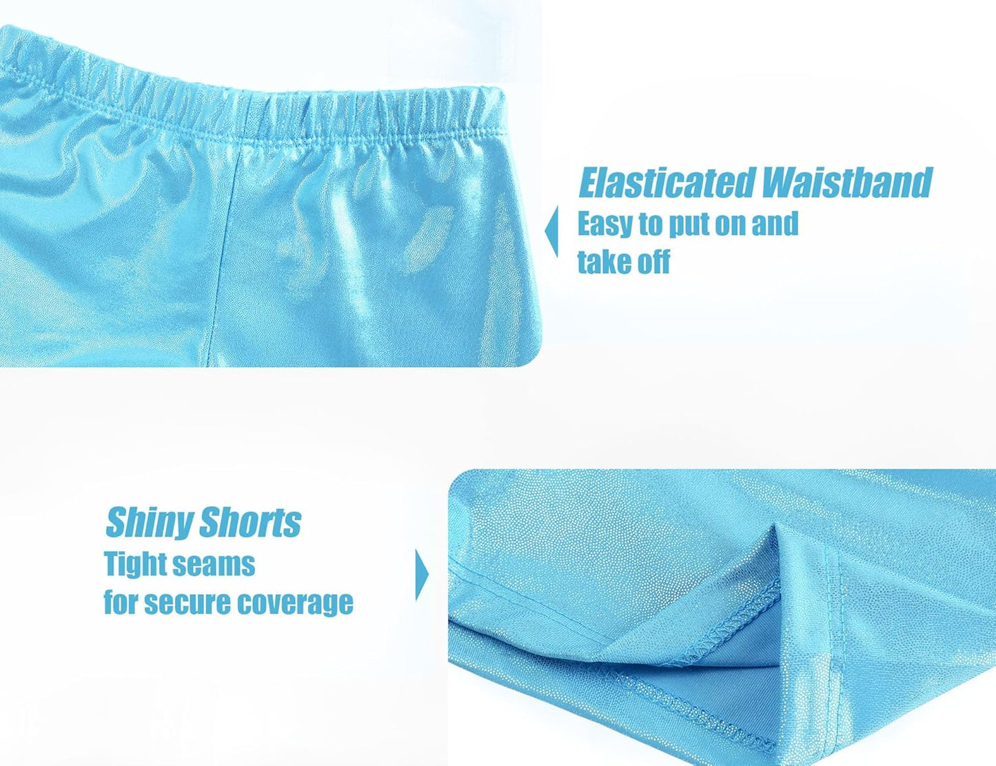 Skiennix Gymnastics Leotards for Girls - Shiny 2-Piece Sleeveless Set with Shorts (Ages 4-12)