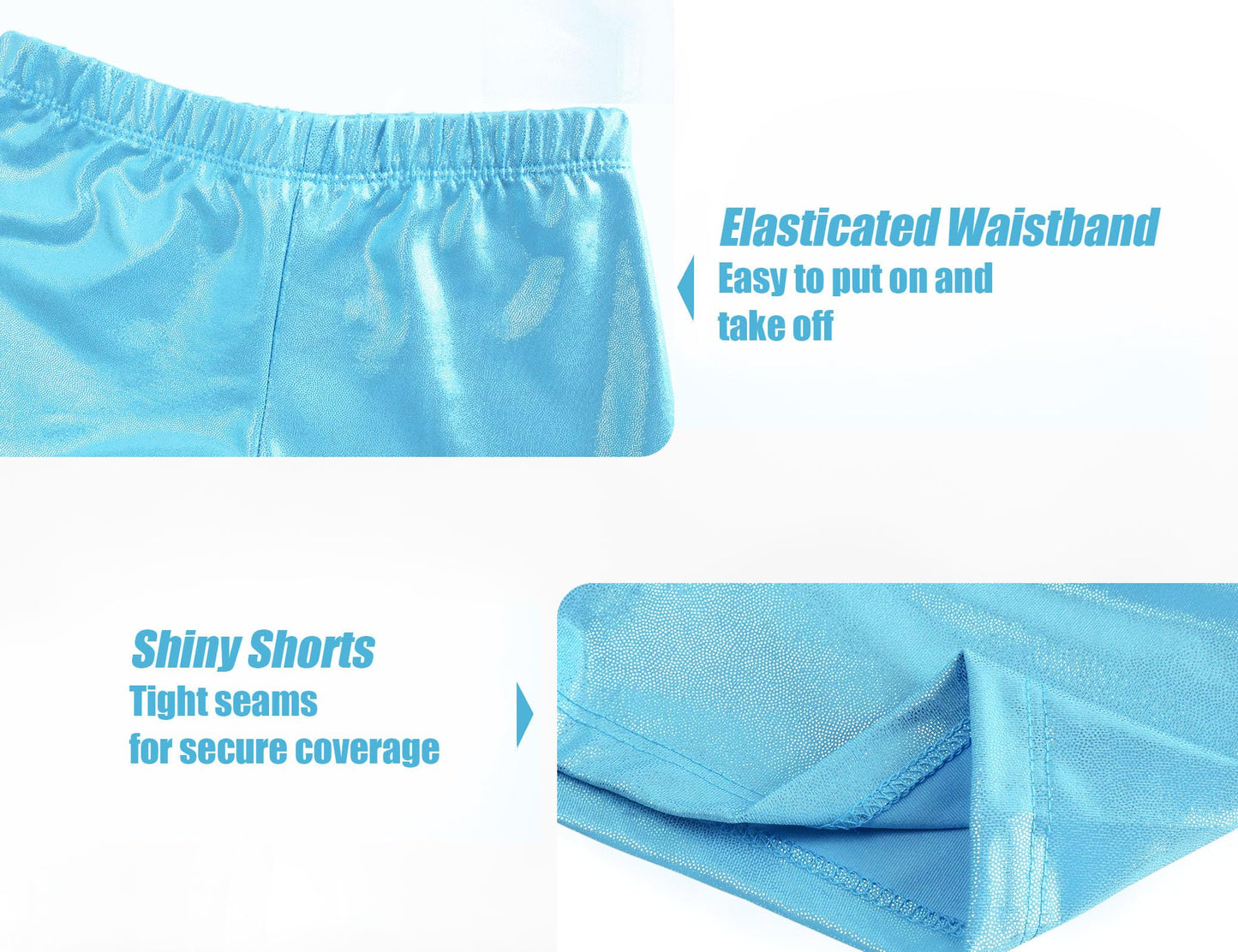 Jinhiteam Gymnastics Leotards for Girls 7-8 Years Old Shiny Blue Leopard Workout Bodysuits with Shorts Kids Athletic Outfits