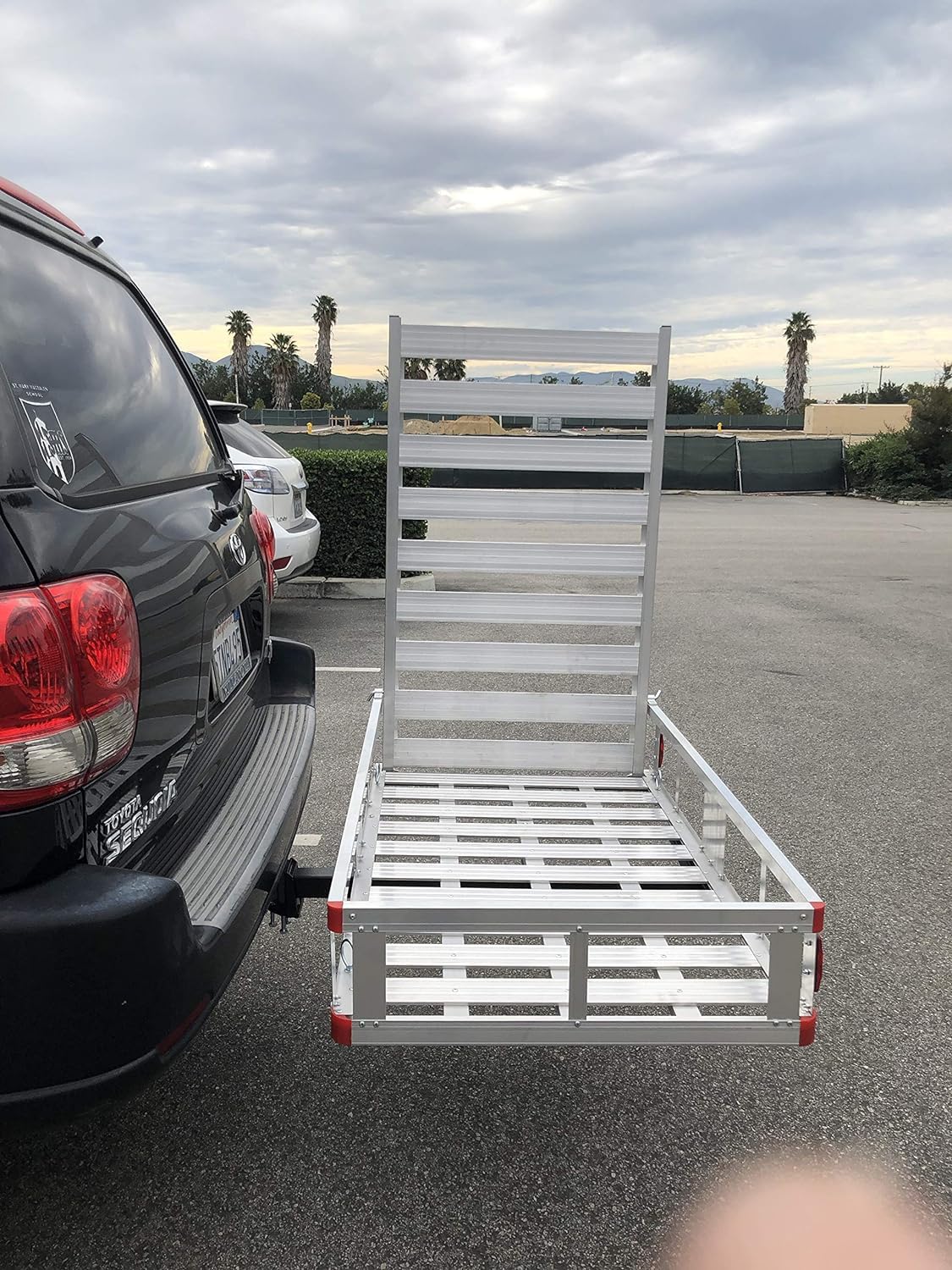 MaxxHaul 80779 Aluminum Hitch Mount Wheelchair/Mobility Carrier – 50" x 29.5" Cargo Basket with High Side Rails & 47" Ramp – Fits 2" Receiver – 500 lb Capacity for Trucks, SUVs, Vans, RVs