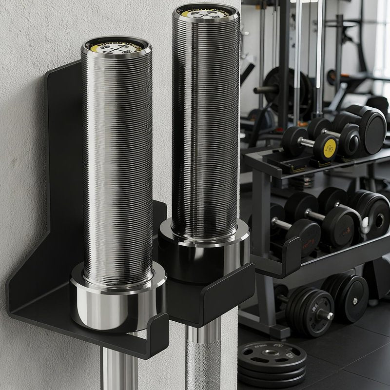 POWER GUIDANCE Olympic Barbell Hanger,Garage Gym Bar Wall Rack,Vertical Barbell Mount Rack,Space Saving Commercial or Home Gym Accessory，Holds Under 33mm Bar Size (‎Black 2Hook)