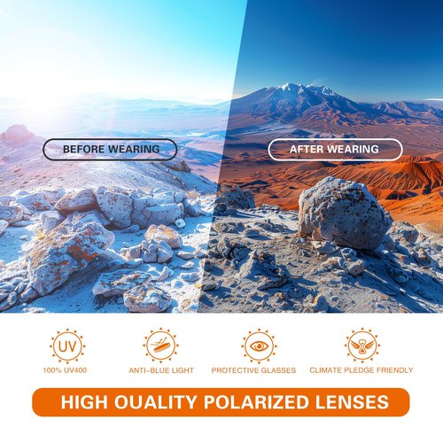 Sports Polarized Sunglasses for Men: Fishing Running Sun Glasses Womens Wrap Around Goggles UV400 Protection TR90