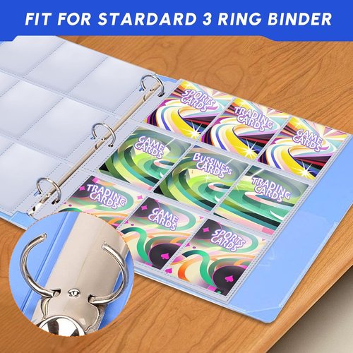 9 Pocket Trading Card Sleeve Pages by [Brand Name] - 80 Pack Page Protectors for 3 Ring Binders | Ideal for Sports & Game Cards