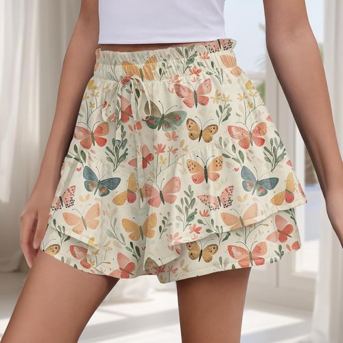 Marsvovo Summer Lounge Shorts - Trendy High Waist Ruffle Tiered Pleated Skorts for Women | Perfect for Tennis & Golf