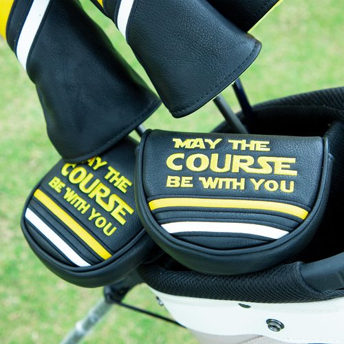 Golf Headcovers Golf Club Head Covers Elegant Embroidery Premium Leather Driver Headcovers May The Course Be with You Fairway Wood Head Cover Hybrid Covers Putter Covers(for DF3 Putter(1pcs))