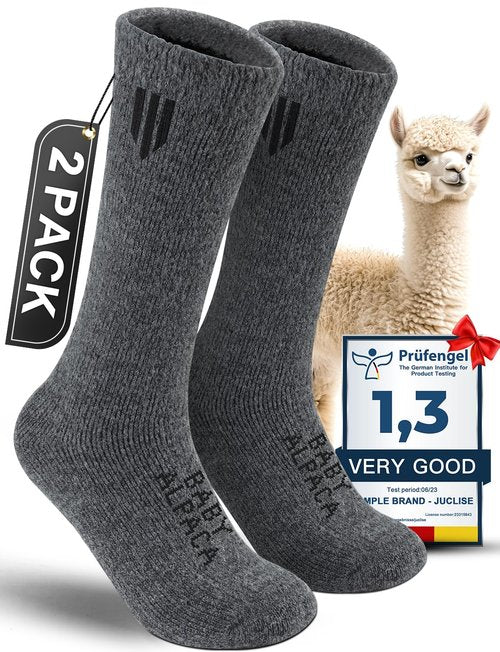 Juclise Alpaca Boot Socks for Men and Women, Moisture Wicking, Temperature Regulating, Hiking, Running(Dark Gray XL)