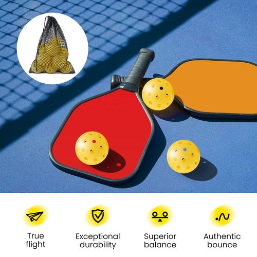 Geekman Premium 40 Holes Pickleball Balls for Outdoor Sport, USAPA Standard, True Flight, Highly Durable, 12 Pack