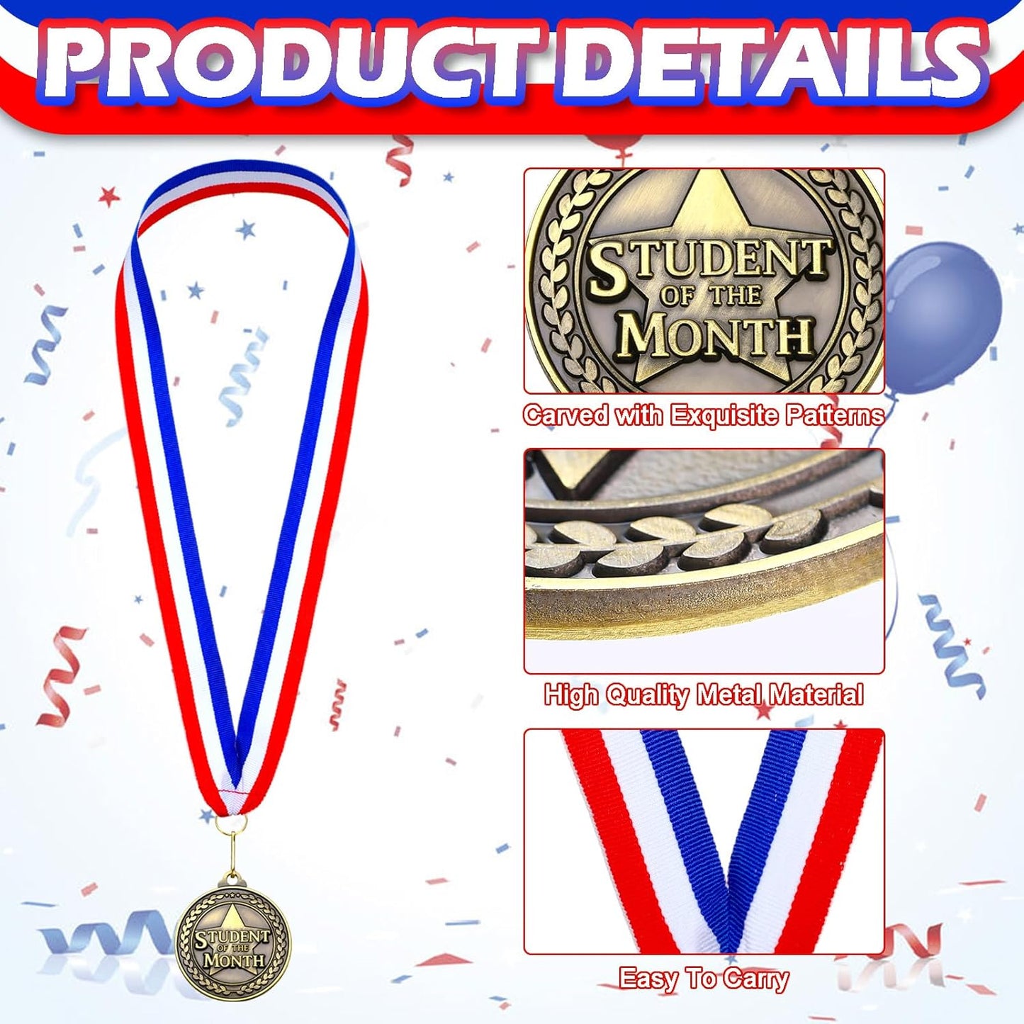 Quelay 100 Pcs Gold Winner Medals - 2 Inch Awards with Neck Ribbons for Sports Tournaments & Parties
