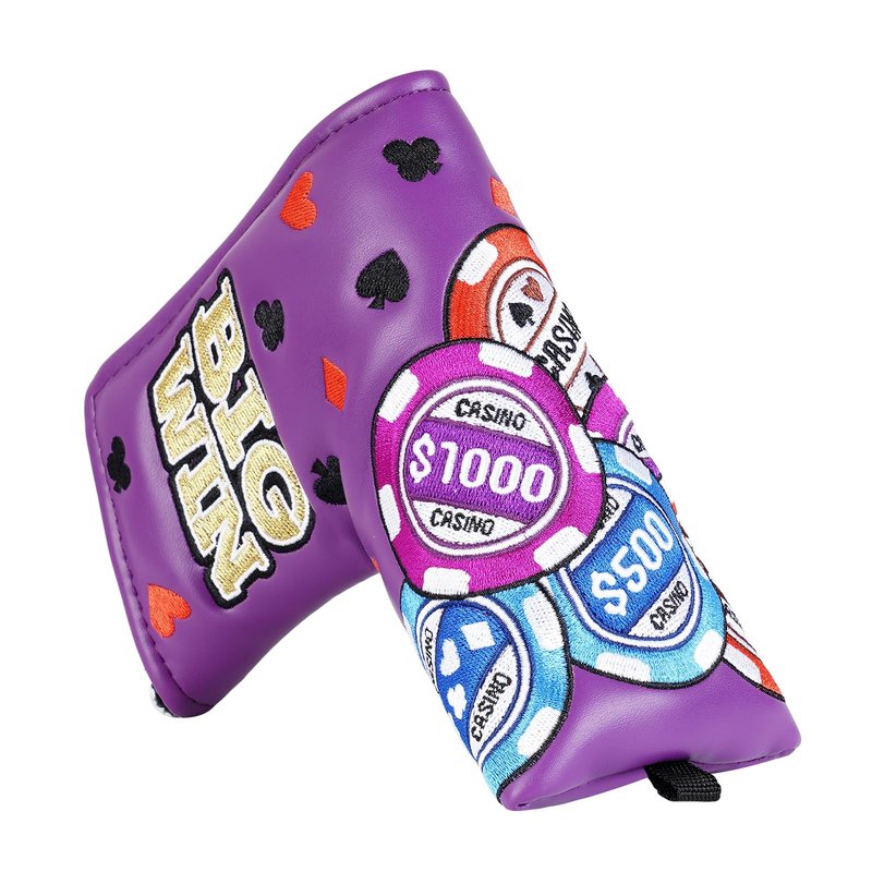BIG TEETH Golf Putter Cover Magnetic Blade Putter Head Covers Purple Big Win Fits Most Blade Putter Club Protecter