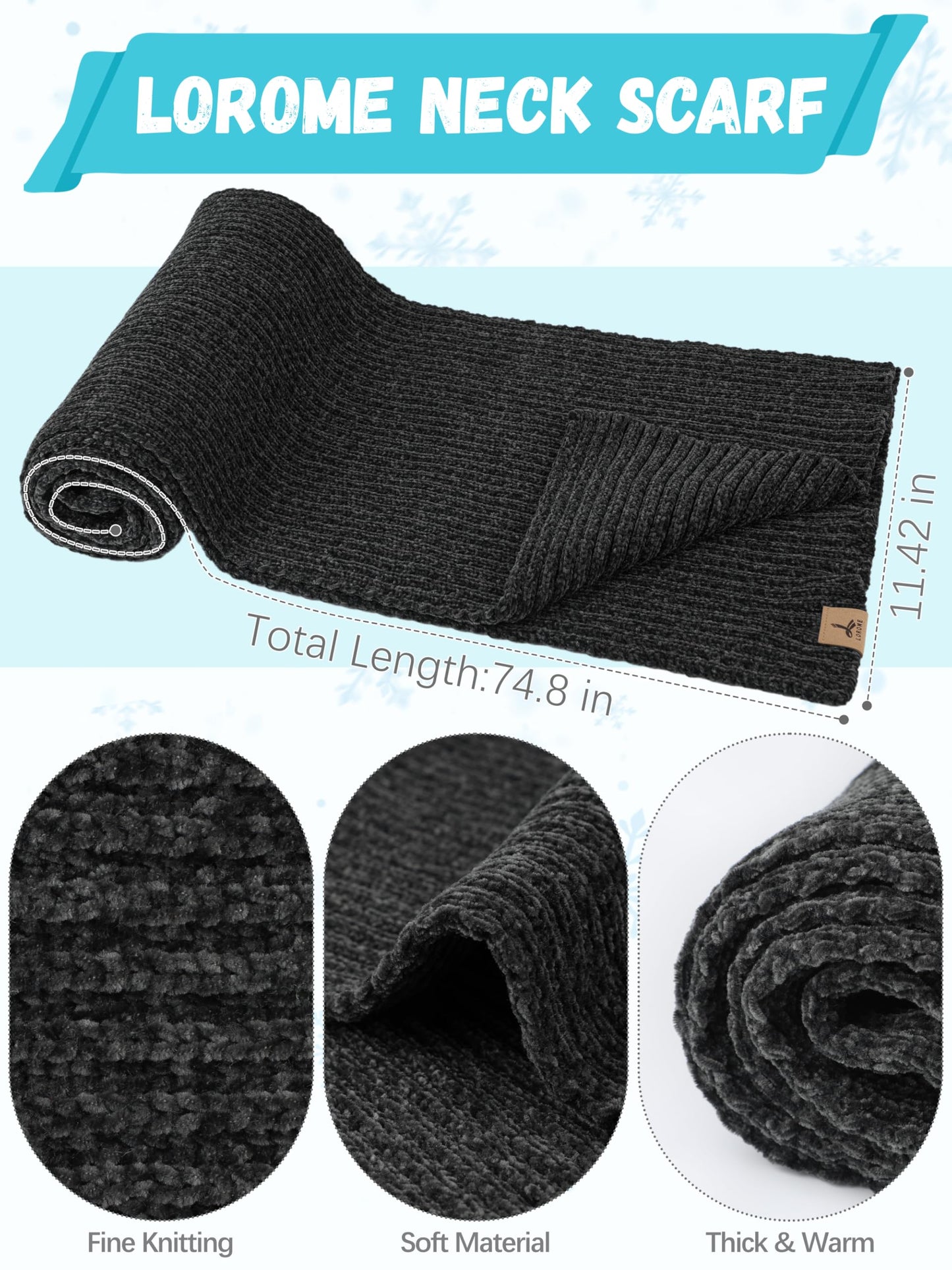 Winter Warm Hat Scarf and Touch Screen Gloves Set, Knitted Pom Beanie Hat Neck Warmer Long Scarf Winter Gloves for Women Men