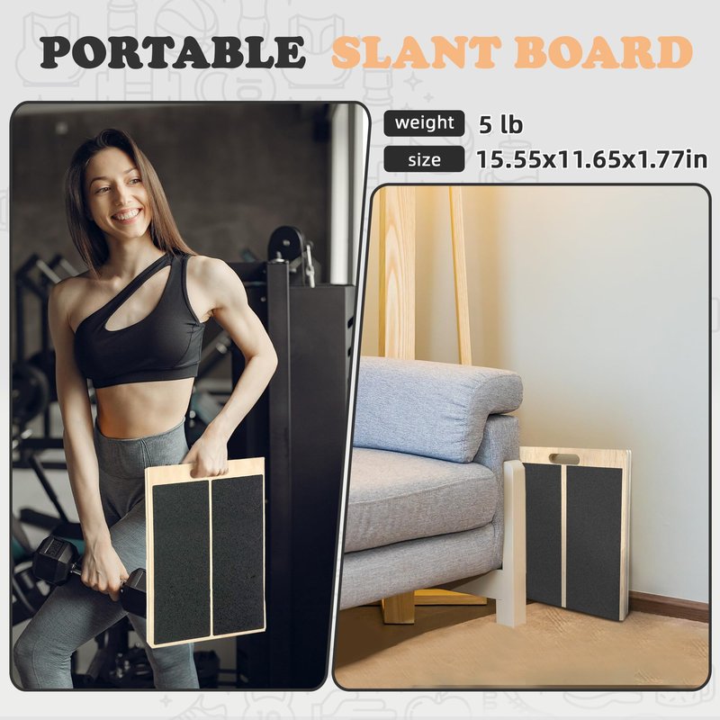OiZenhio Portable Slant Board for Calf Stretching Squats Calf Stretcher Physical Therapy Equipment Adjustable Incline Board for Knees Ankle Heel Feet Leg