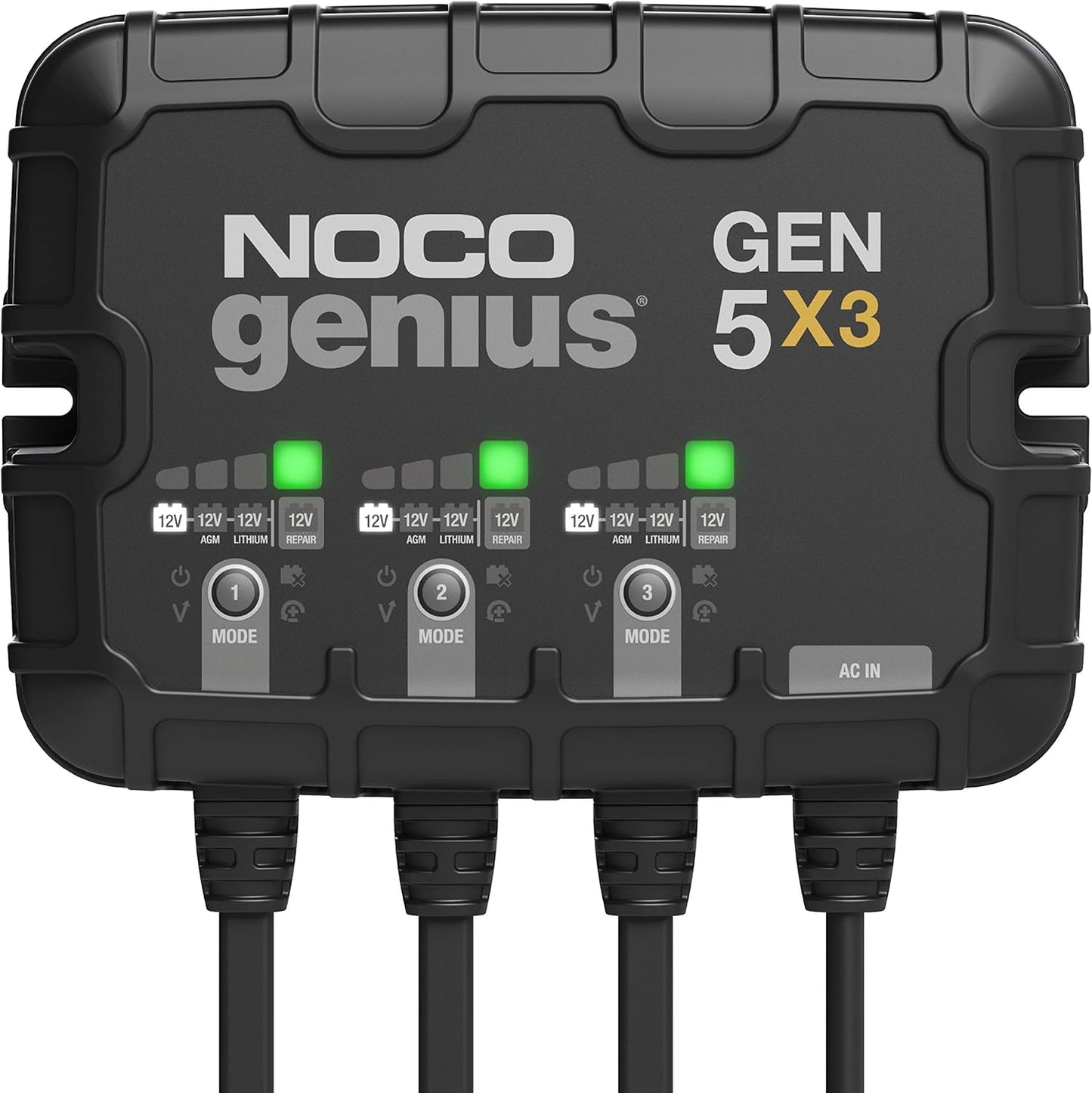 NOCO Genius GEN5X3 Onboard Battery Charger - 3-Bank, 15A, Waterproof 12V with Overcharge Protection & Temp Compensation