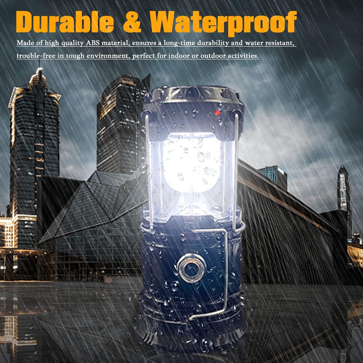 XTAUTO Collapsible Portable LED Camping Lantern - Lightweight Waterproof Solar USB Rechargeable | 4-Pack Emergency Light for Hiking & Power Outages