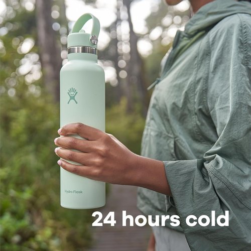 Hydro Flask Water Bottle - Insulated Stainless Steel - Leakproof Straw Lid, 24 Oz Trillium Pink
