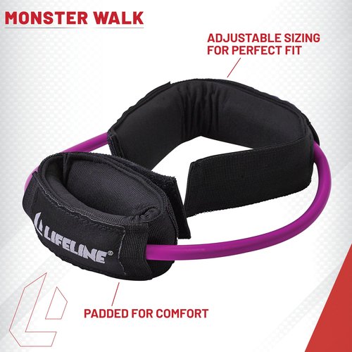 Lifeline Fitness Monster Walk Lower Body Resistance Bands with Ankle Cuffs - Durable Home Gym Equipment for Agility, Exercise, and Lower Body Strength – Multiple Resistance Levels Available 20 Pound