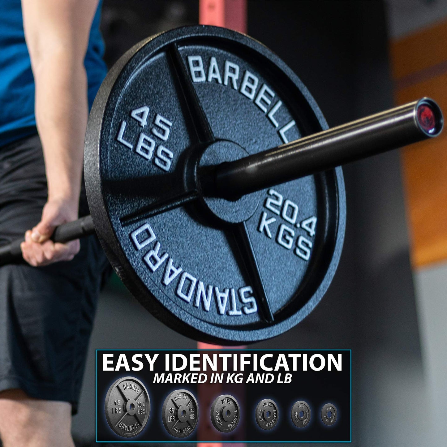 Synergee Standard Metal Weight Plates 45 lb Single. 2” Opening for Bodybuilding, Olympic & Power lifting workouts. Classic Old School Metal Weighted Plates.