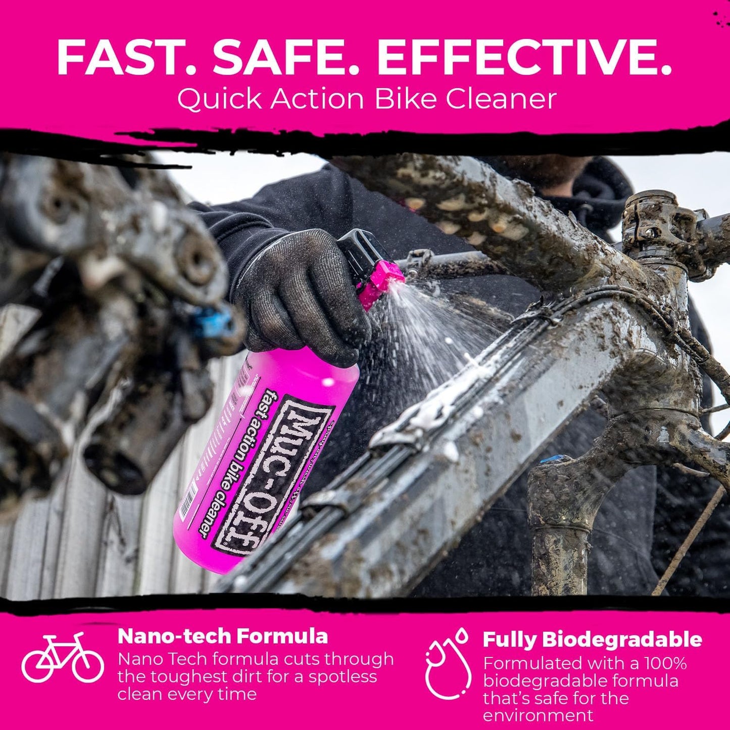 Muc-Off Nano Tech Bike Cleaner 1L - Biodegradable Formula, Safe for Carbon Fibre & All Surfaces